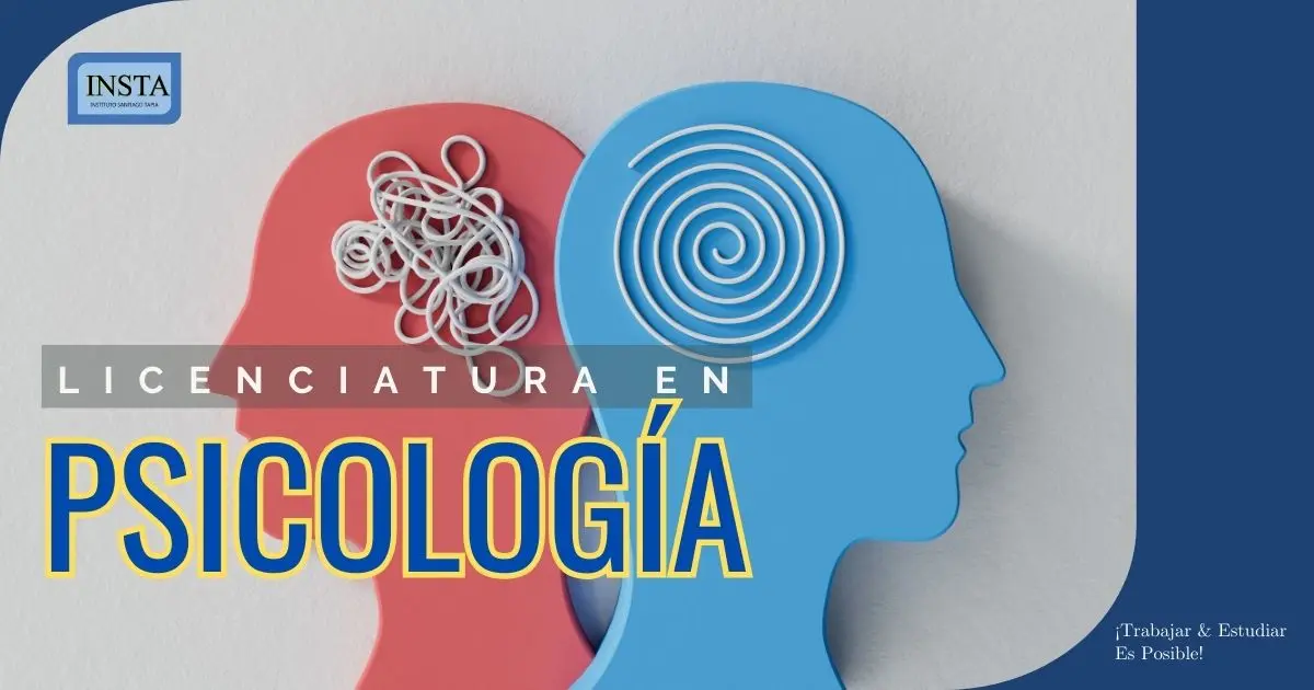 Perfil humano en rojo y azul para Licenciatura en Psicología - Instituto Santiago Tapia.